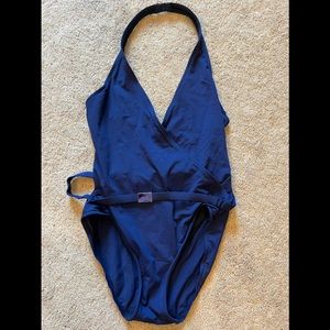 Plunge neckline Calvin klein halter one piece